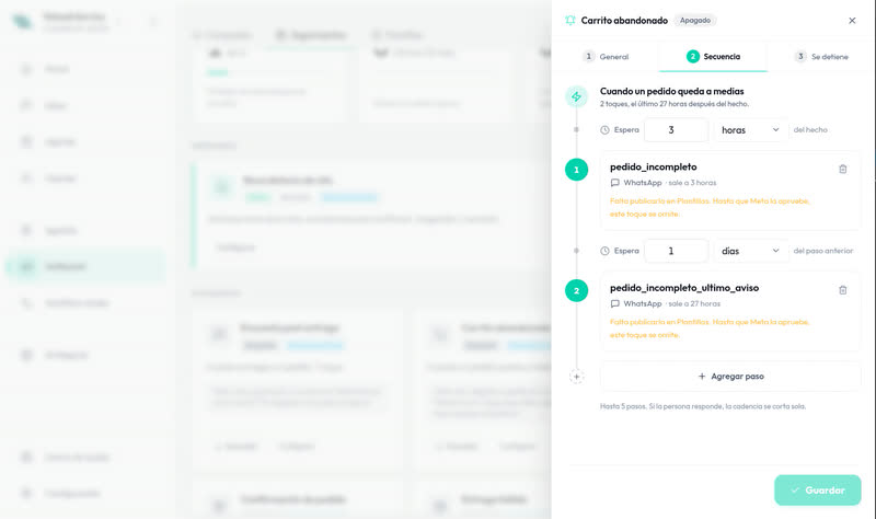 Follow-up cadences in the Yatendi dashboard